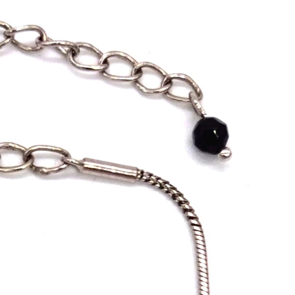 Vintage Black Onyx Gemstone Sterling Silver Pendant Necklace - Picture 6 of 8